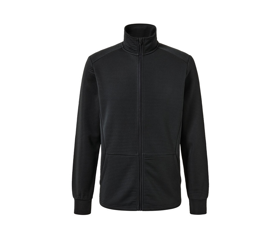 Anthrazitfarbene Funktionsjacke mit Reißverschluss.