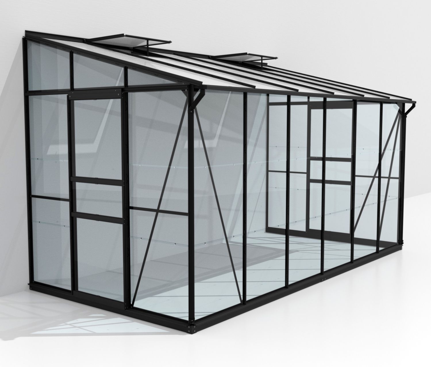 Vitavia Anlehngewächshaus - 386,5x201,5x221cm - schwarz - Aluminium / Glas / Polyvinylchlorid
