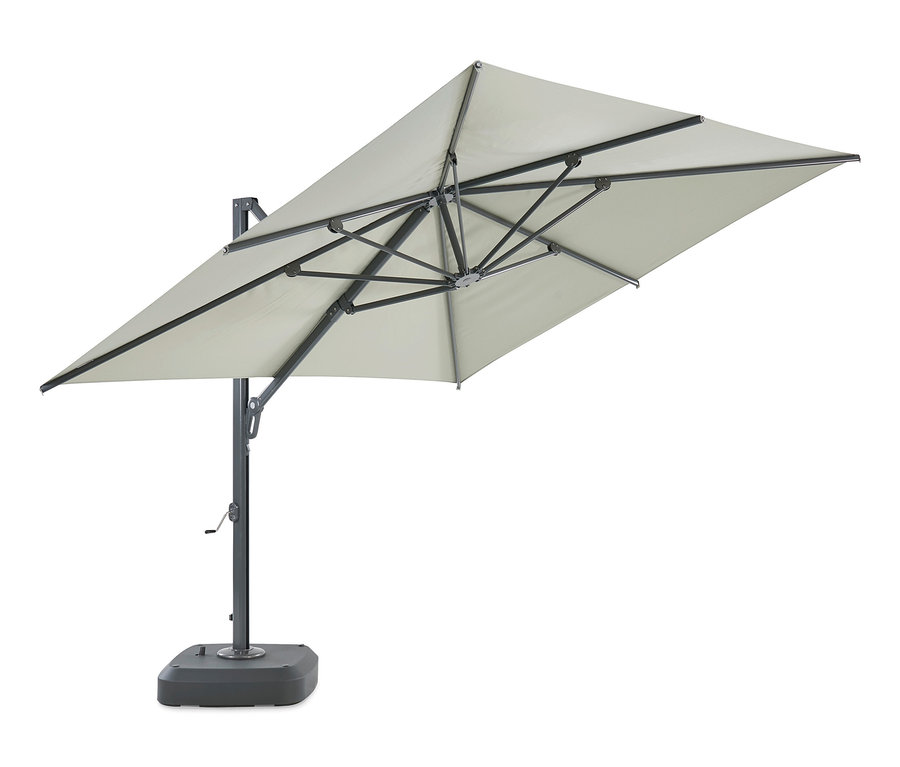 Heller, grauer Leco Premium-Ampelschirm, ca. 300 x 300 cm.