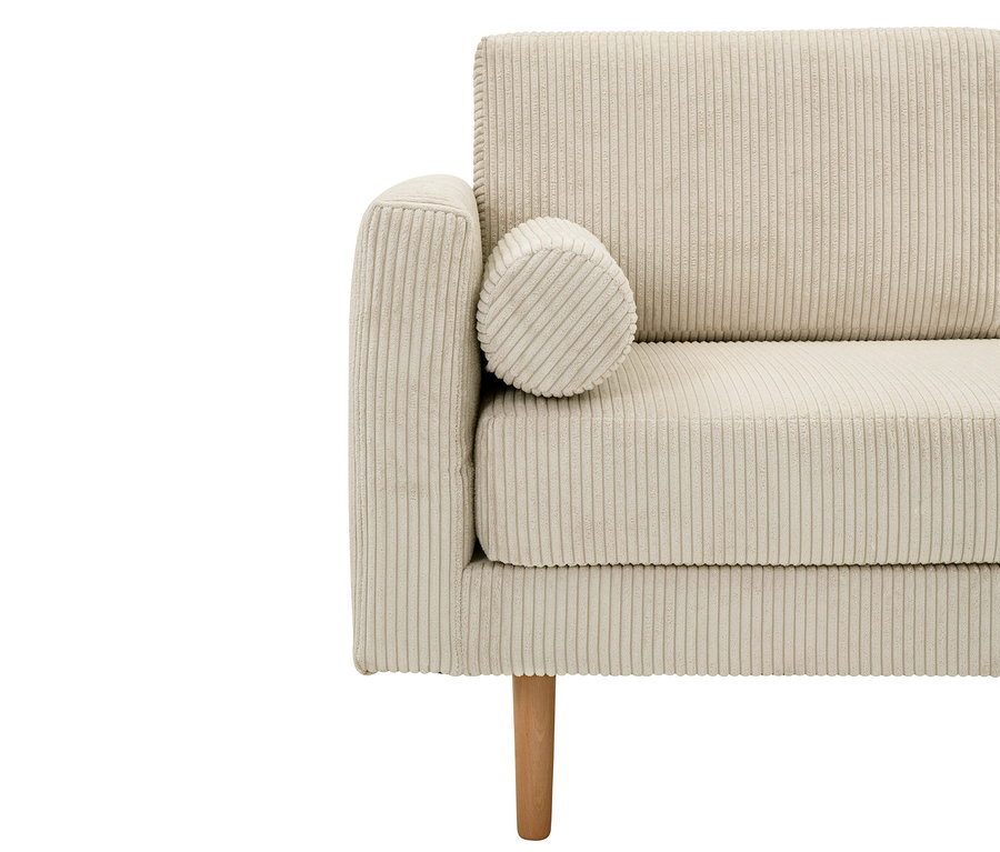 Detail der beigen Cord-Recamiere »Ivo«.