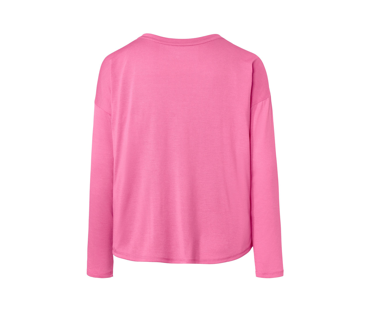 Detailansicht eines pinken 2-in-1-Sportshirts mit langen Ärmeln.