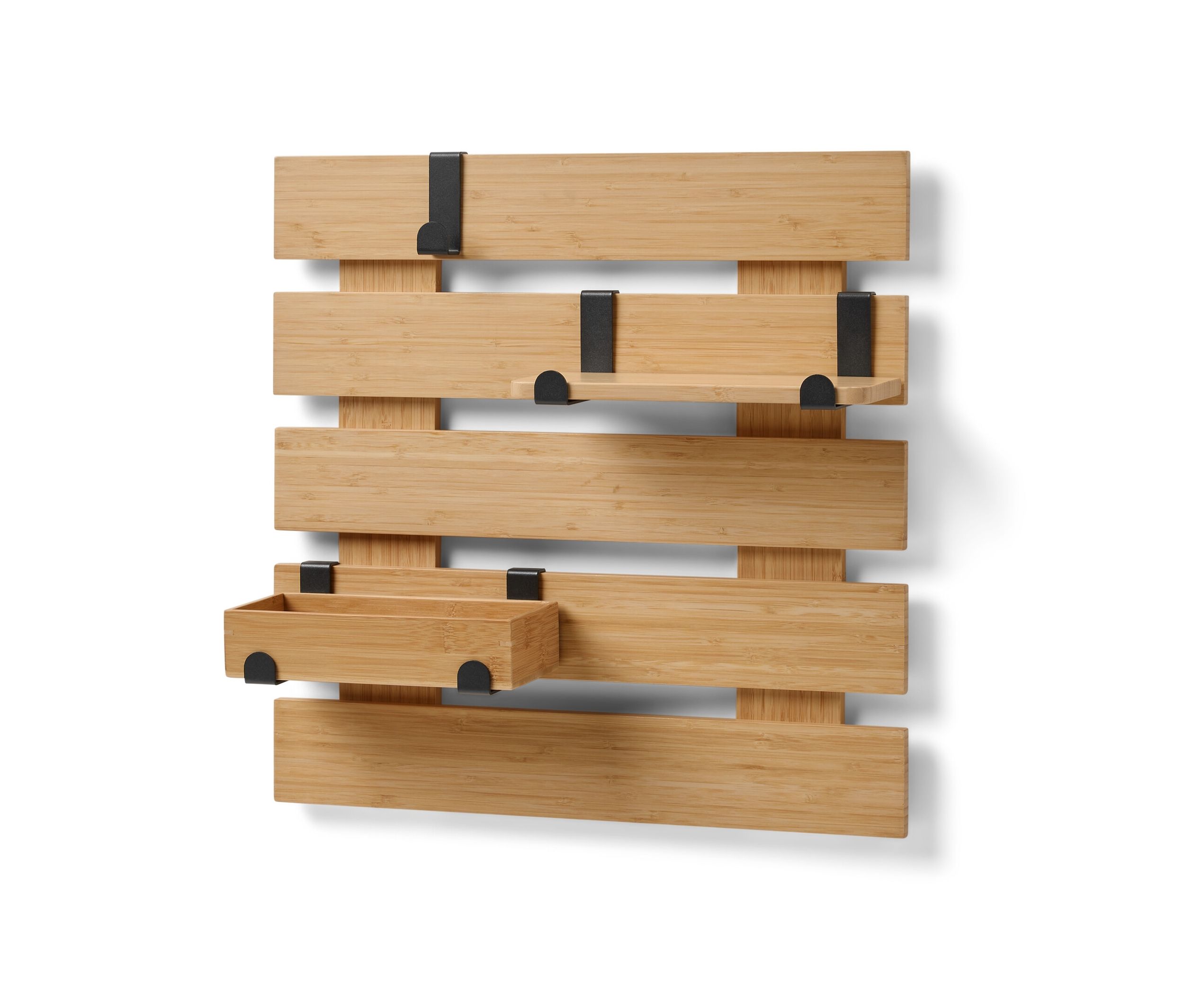Tchibo - Wandregal mit flexiblen Haken und Boden - 50x13x50cm - schwarz - Bambusholz / Stahl