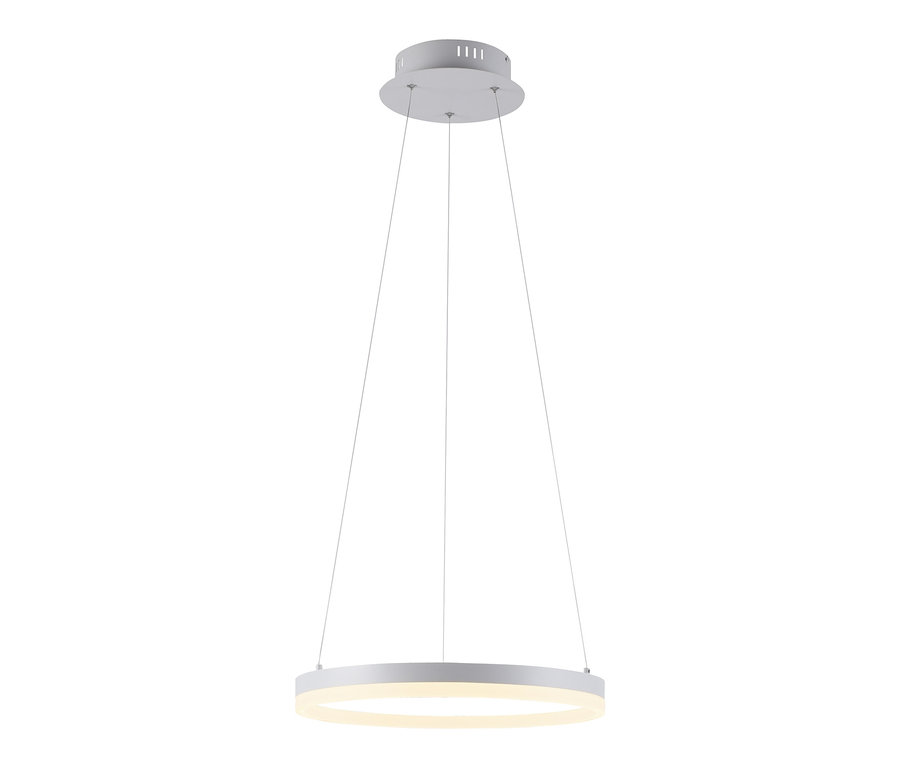 Eine weiße LED-Hängeleuchte »Titus« vor einem weißen Hintergrund.