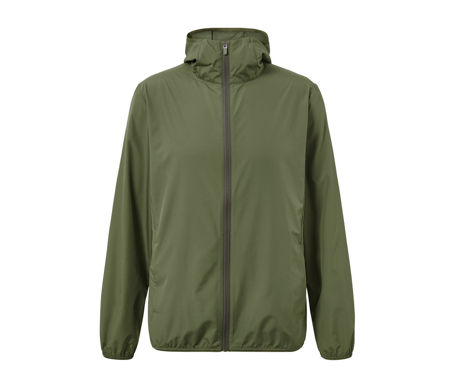 Eine grüne Light-Weight-Funktionsjacke mit Reißverschluss in der Mitte.