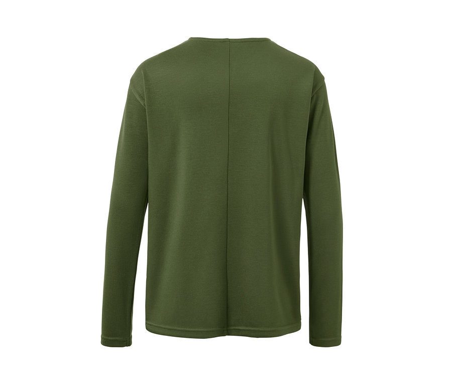 Rückansicht des grünen Blusenshirts.