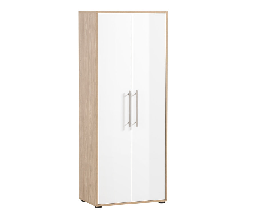 Aktenschrank »Antero« mit weißen, glänzenden Türen und hellem Holzrahmen.