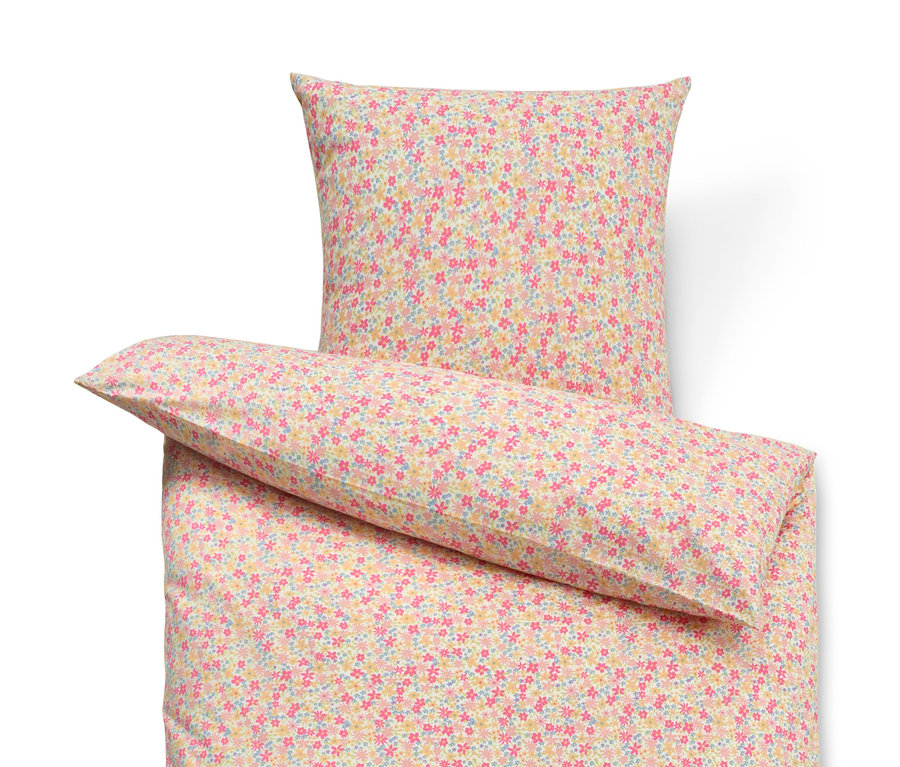 Renforcé-Bettwäsche, Normalgröße mit Blumenmuster.