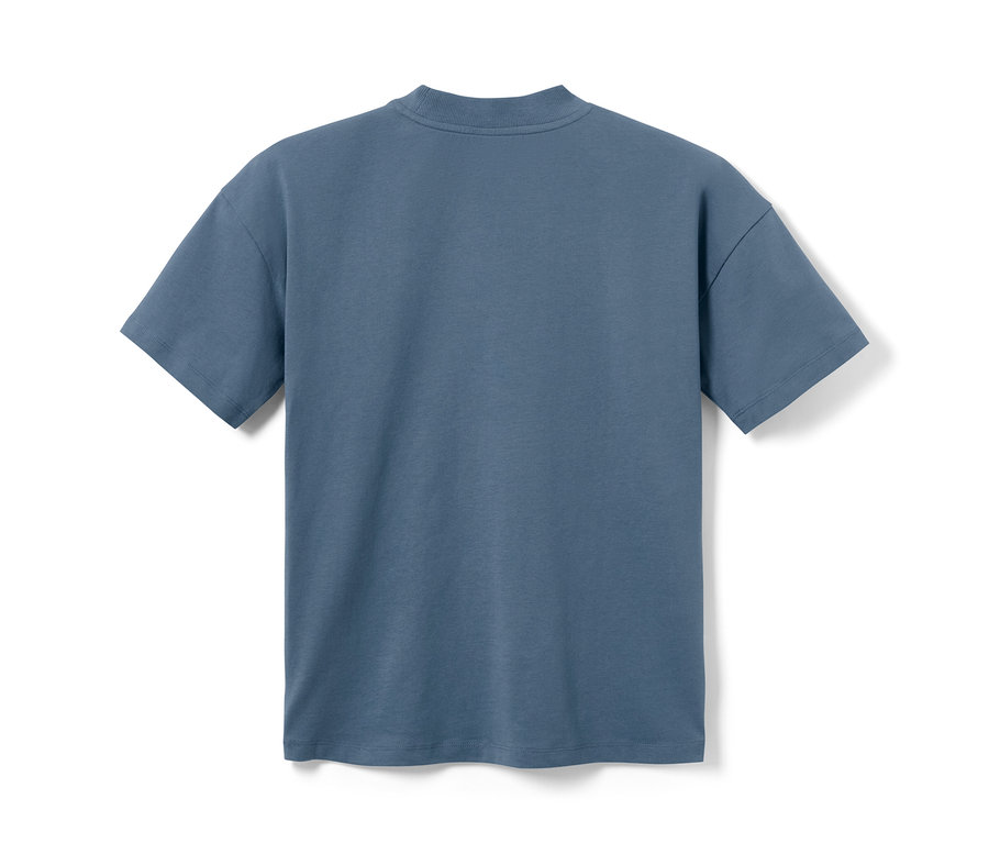 Blaues Kinder-T-Shirt »Smiley« aus dem 2er-Set, Detail der Rückseite.