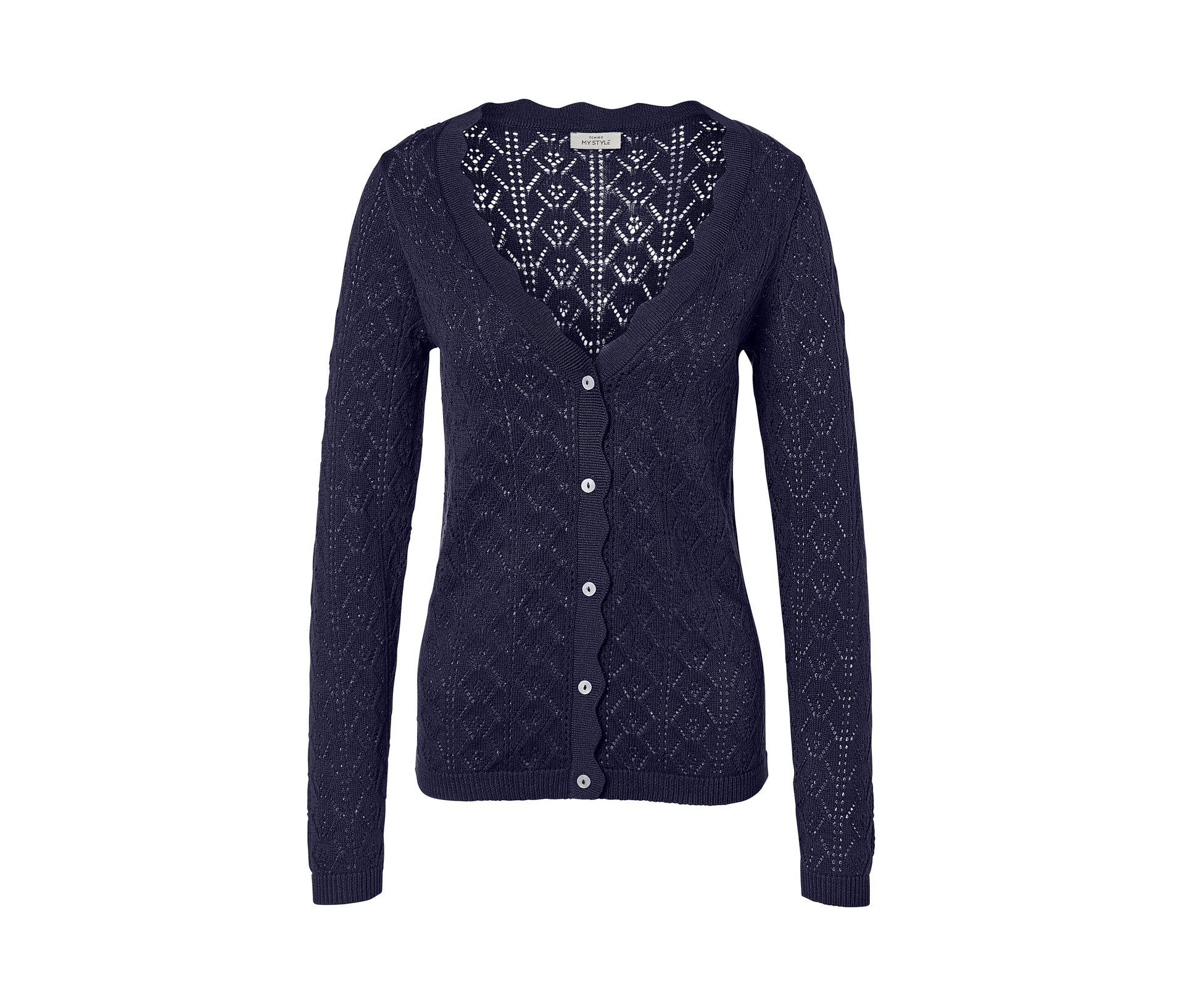 Strickjacke mit -Muster - Damen - Gr. S - dunkelblau - dunkelblau
