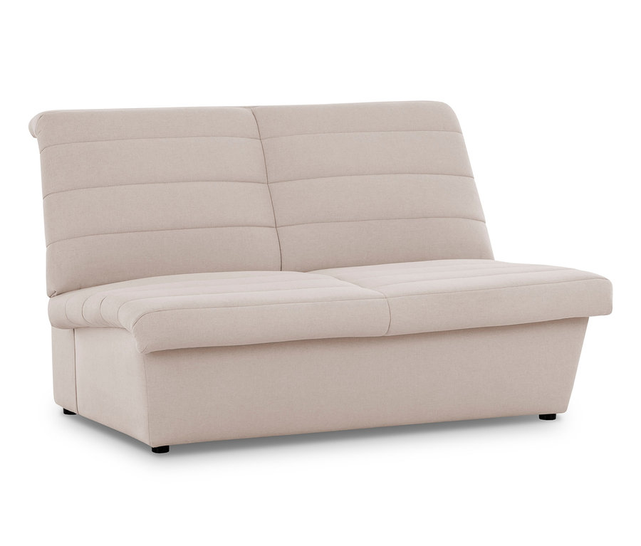 Ein cremefarbenes 2-Sitzer Sofa auf weißem Hintergrund. Es handelt sich um ein "LOOKS by Wolfgang Joop" Produkt.