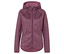 Lila Damen-Fleecejacke mit Kapuze und Punktmuster.
