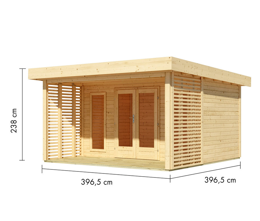 Abbildung des Karibu Gartenhauses mit Dachbegrünungspaket »Hanami«, 38 mm.