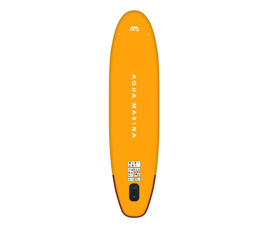 Gelbes Aqua Marina SUP Board »Fusion« 10'10" auf weißem Hintergrund.