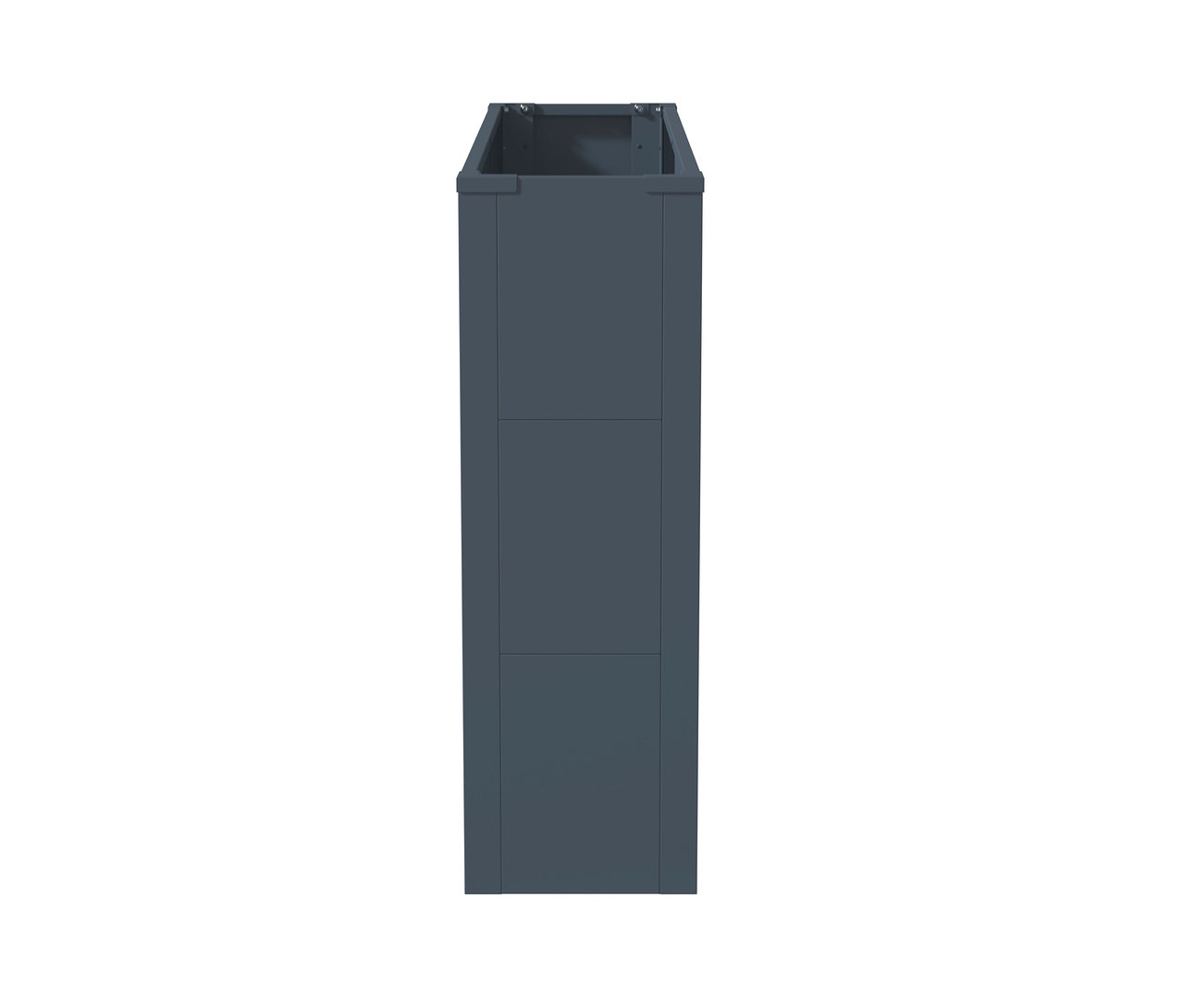 Blauer Pflanzkasten mit Einlegeboden, ca. 77 cm hoch.