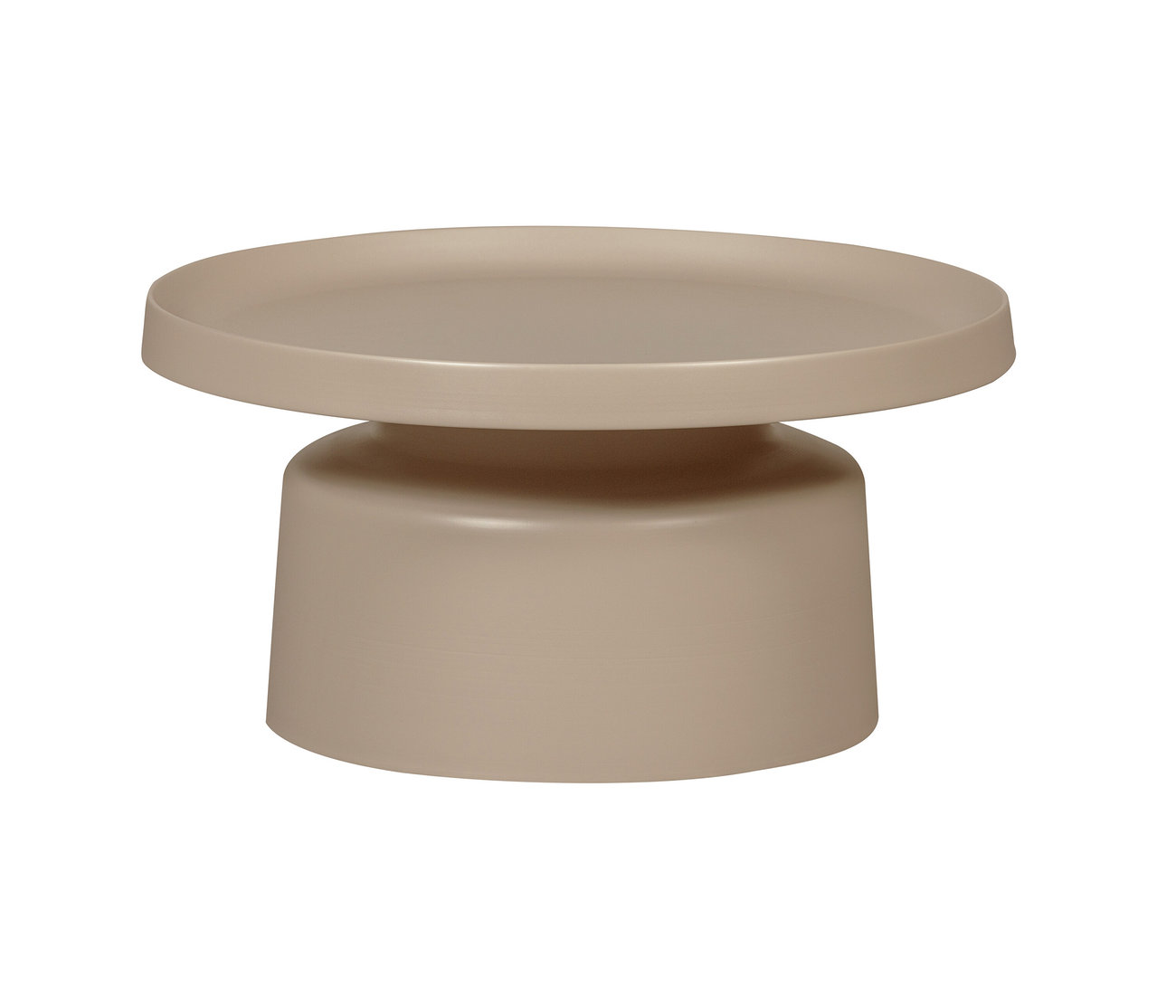 Detailansicht des sandfarbenen Metall-Beistelltisches Peer von Woood.