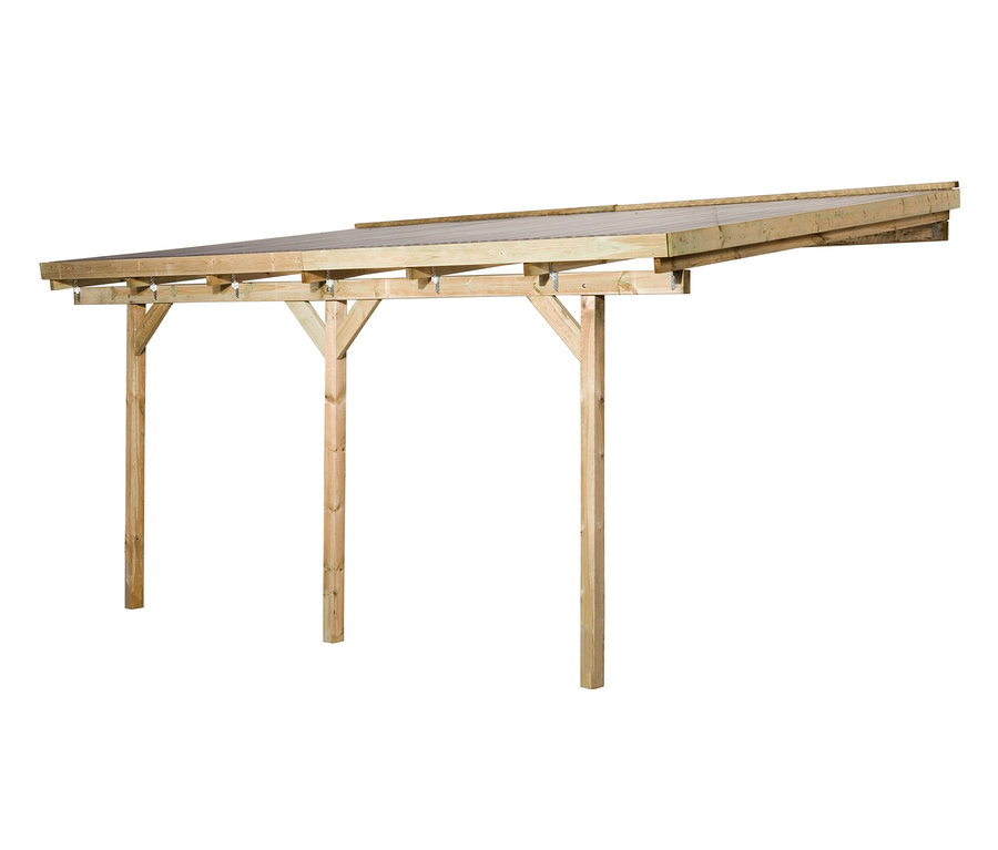 Abgebildet ist eine Weka Terrassenüberdachung mit einer Breite von ca. 424 cm (Gr. 2).