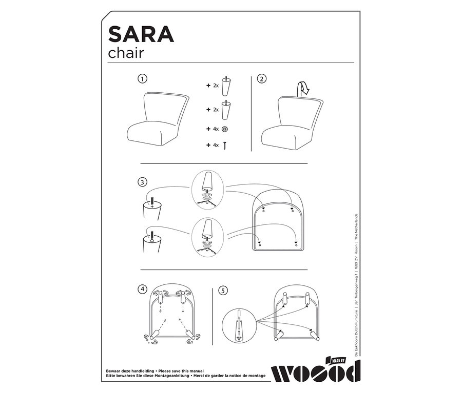 Montageanleitung für Woood Sessel »Sara«.
