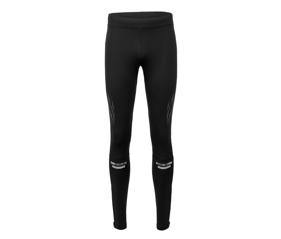Schwarze Thermo-Funktionstight auf weißem Hintergrund.