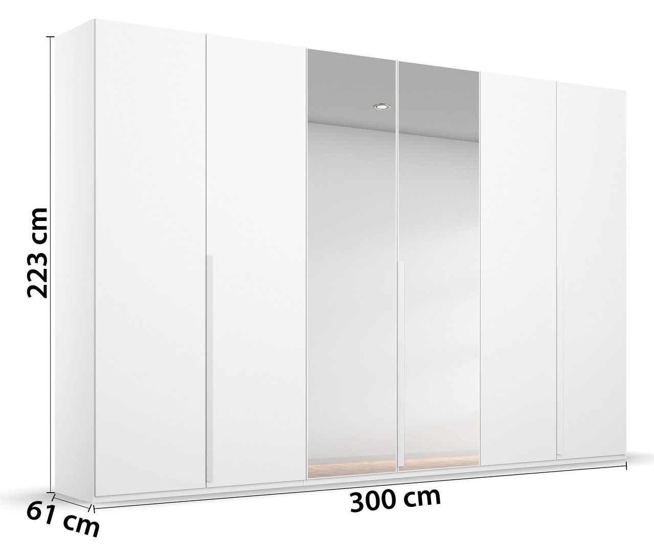 Weißer, sechstüriger Rauch Kleiderschrank »Purisma« mit Spiegel.