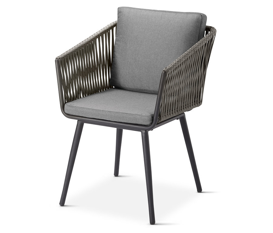 Grauer Dining-Sessel »Jara« mit Textilgeflecht.