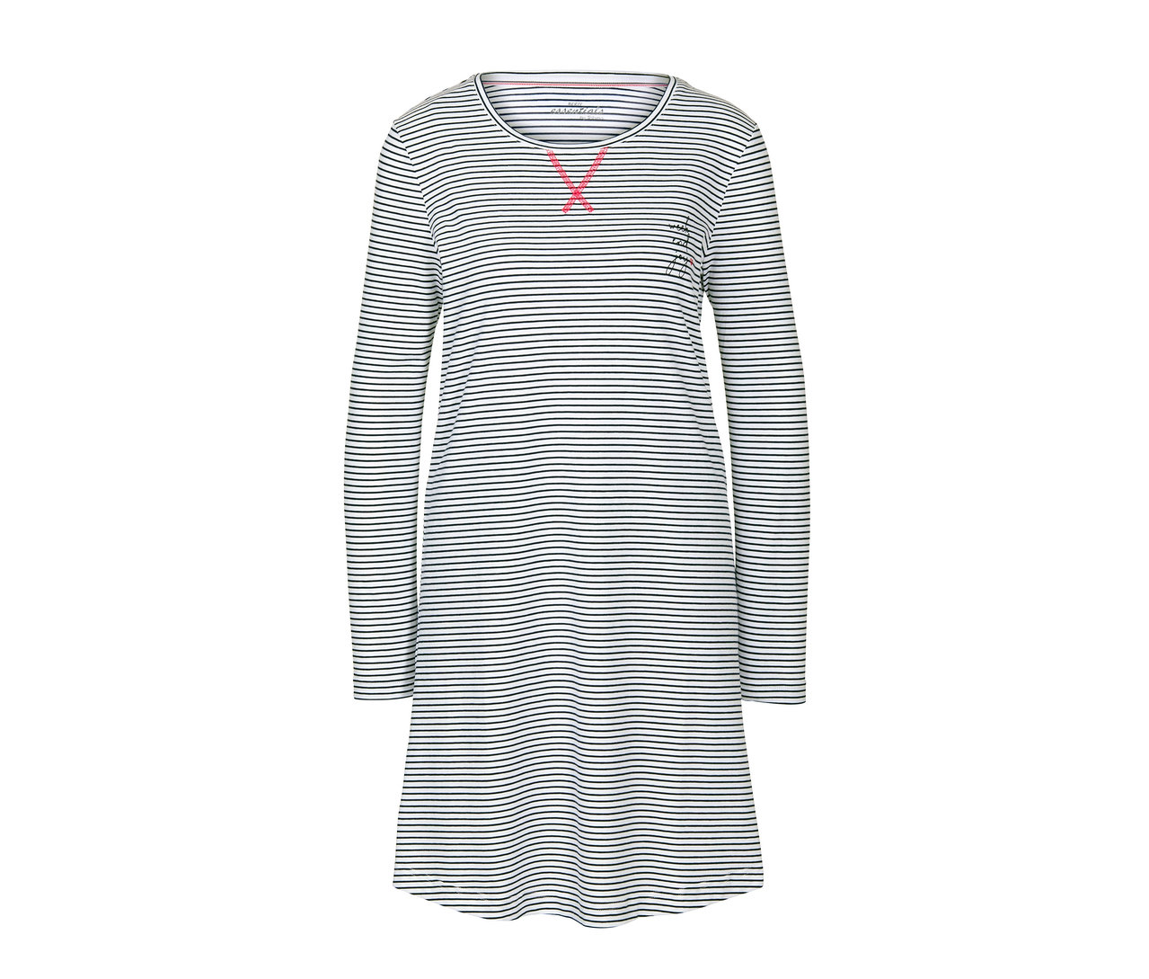 Gestreiftes Nachthemd mit langen Ärmeln.