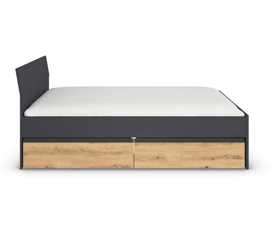 rauch Bett »Joel« mit 2 Schubladen, grau metallic/Eiche Artisan, 140 x 200 cm.