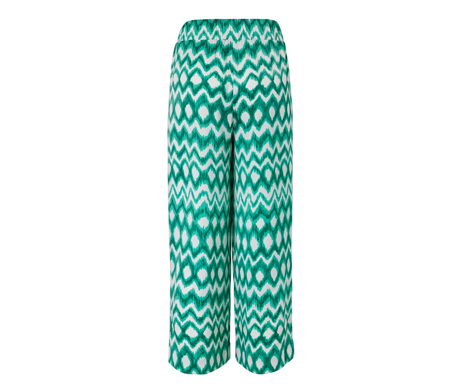 Grüne und weiße bedruckte Satinhose.