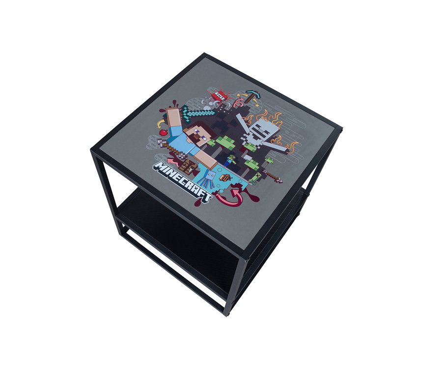Quadratischer roba Minecraft Beistelltisch mit Minecraft-Figuren-Aufdruck.