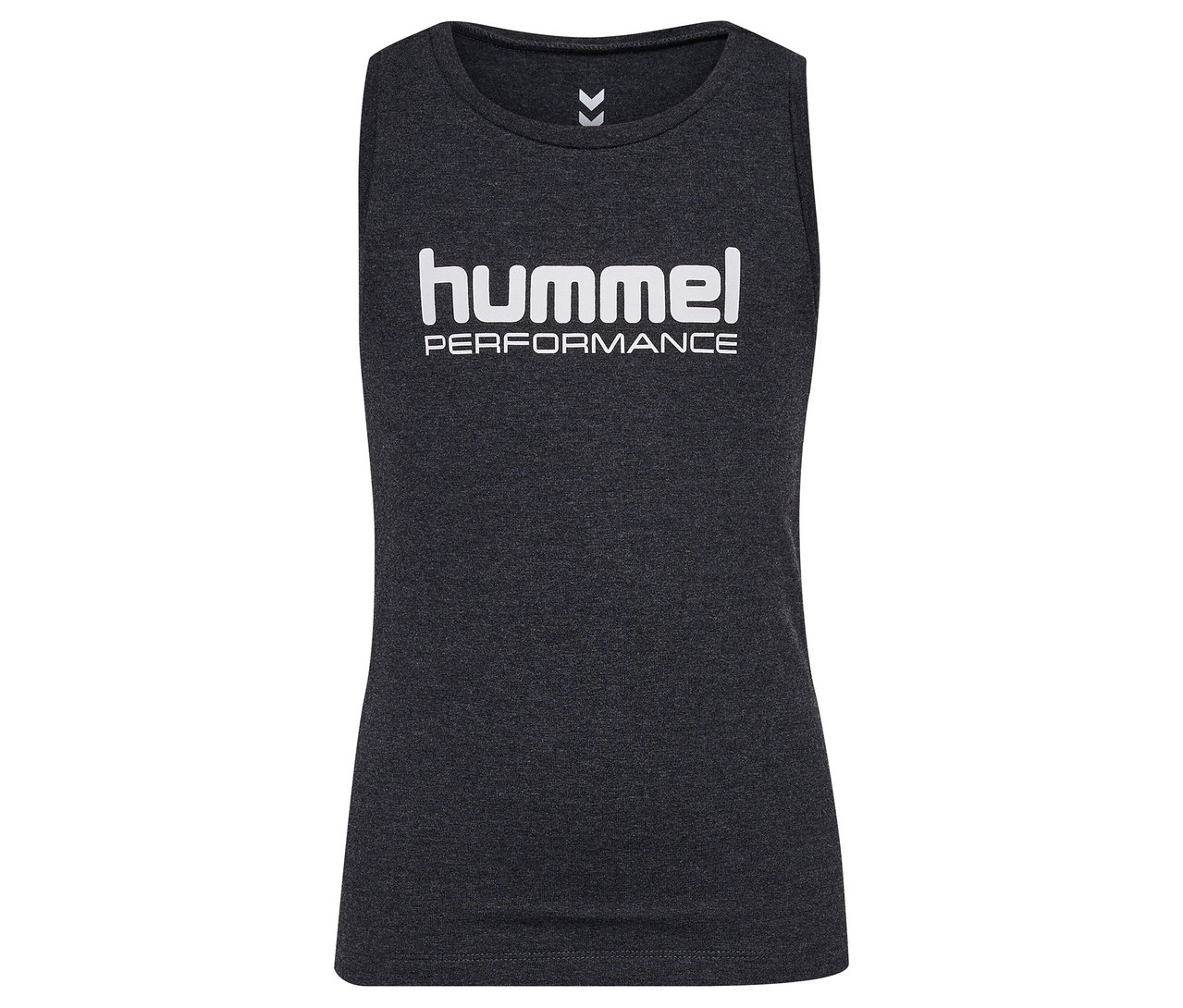 Graues HUMMEL HMLJR Top mit weißem Logo.