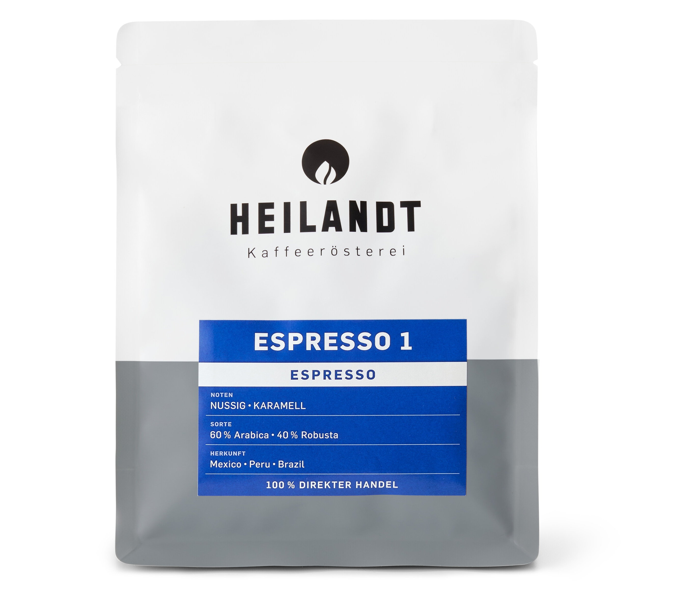 Eine Packung Heilandt - Espresso 1 - 250 g Ganze Bohne.