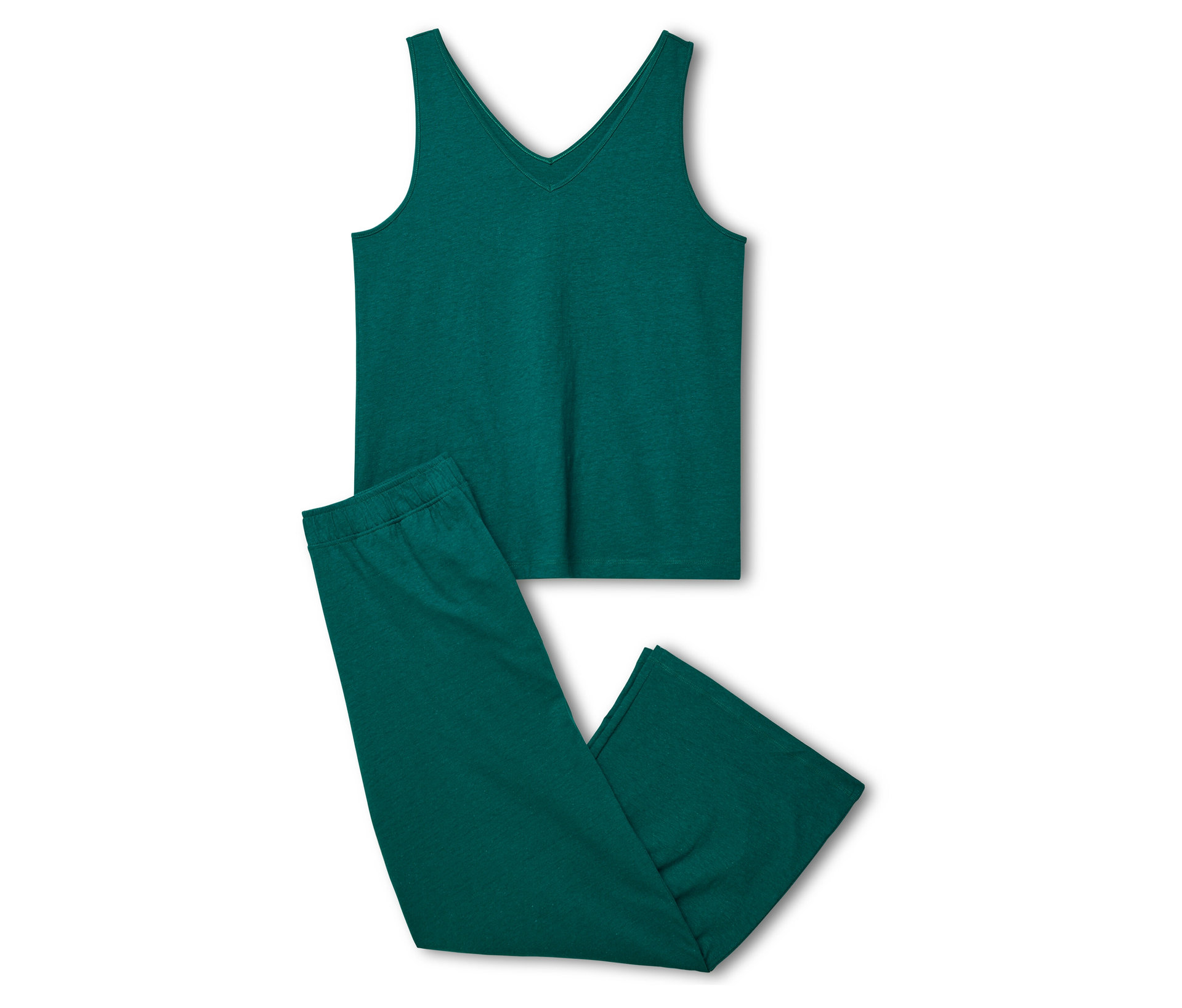 Tchibo - 7/8-Pyjama-Set - Damen - Gr. L - dunkelgrün - Baumwolle L 44/46