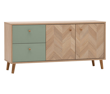 Lowboard »Visby« Eichen-Fischgräten-Dekor, pistazie