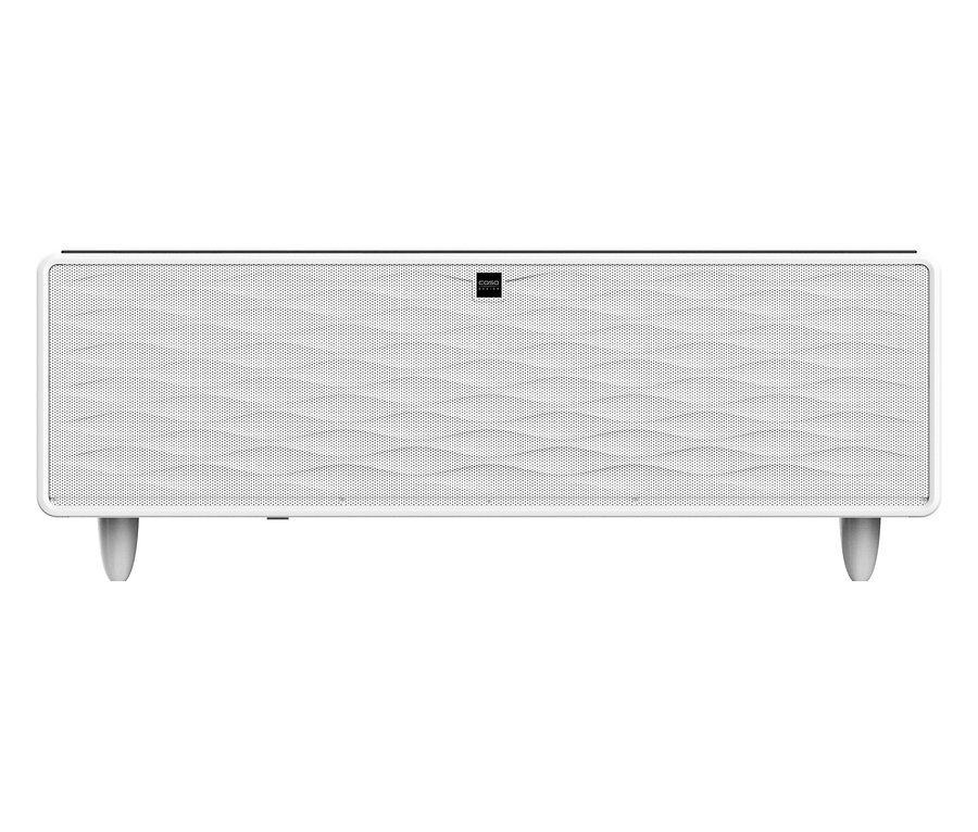 Weißer Caso Sound & Cool Kühlschrank mit Lautsprecherfunktion, Frontansicht.