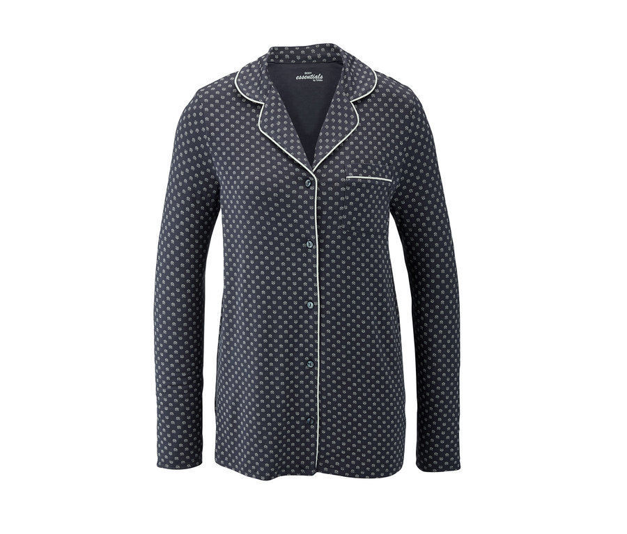 Langärmliger Pyjama, dunkelblau mit weißen Akzenten.