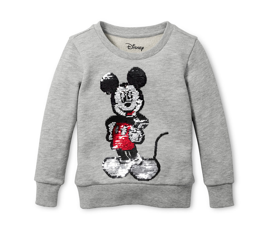 Graues Sweatshirt »Disney« mit einer Mickey Mouse-Applikation mit Wendepailletten.