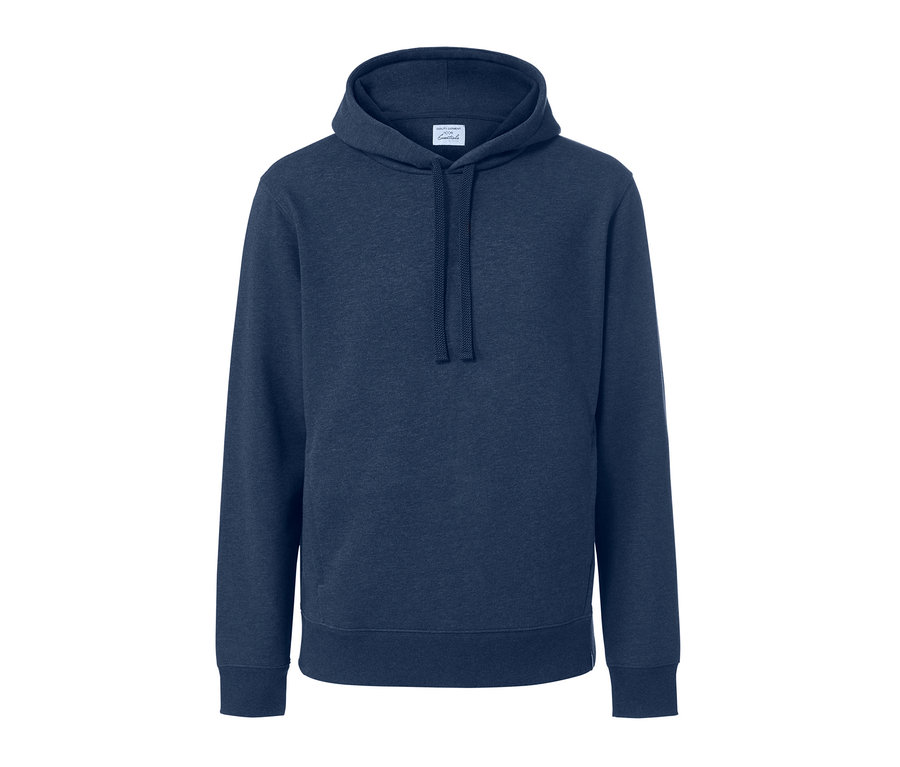 Dunkelblauer Hoodie.