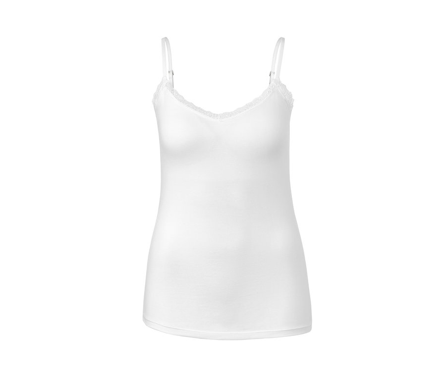 Weisses Tanktop mit Spitze und Trägern. Produkt: 2 BH-Hemdchen.