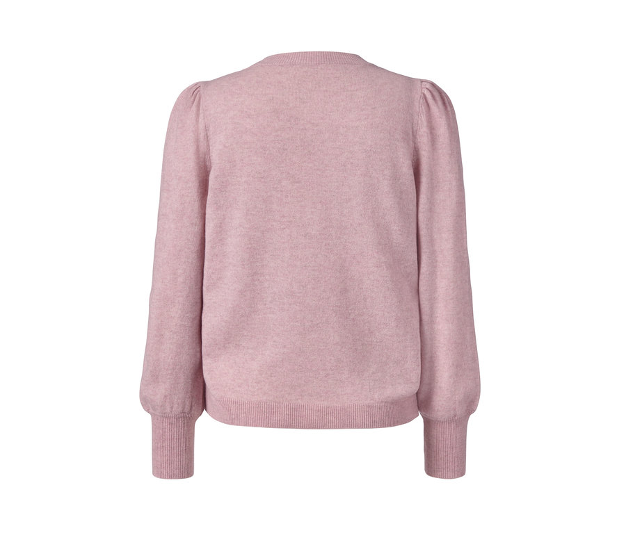 Rosa Feinstrickpullover mit Cashmere von hinten.