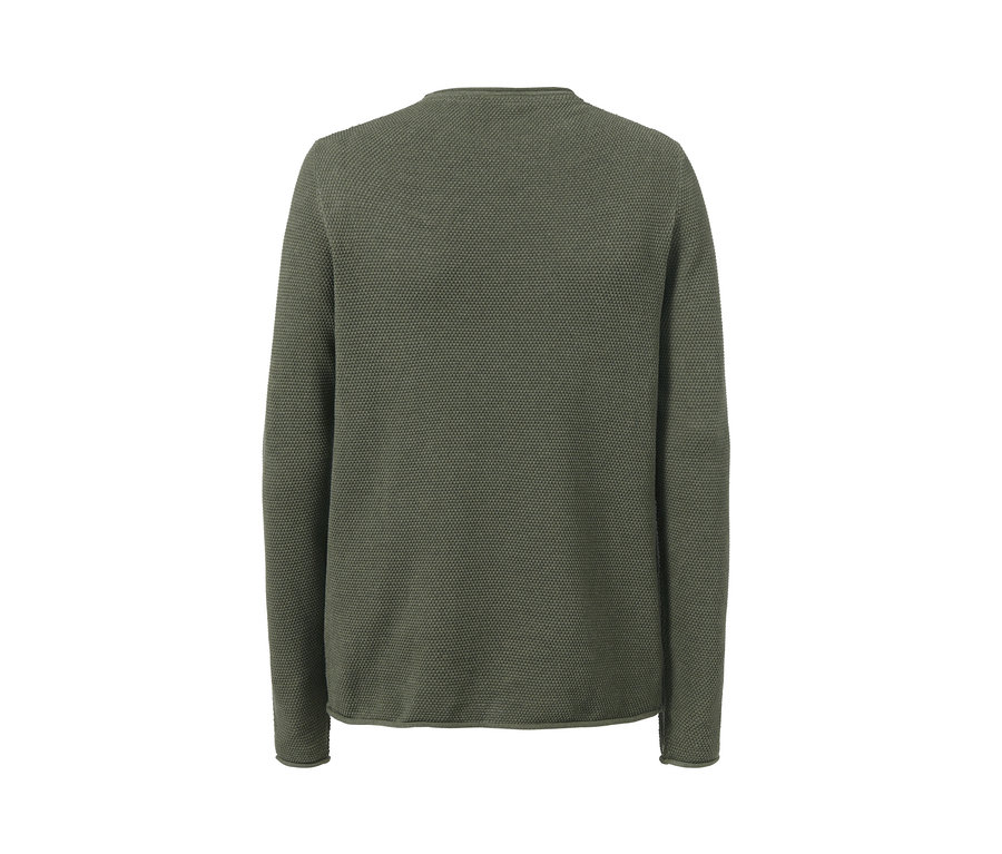 Khakifarbener Pullover.