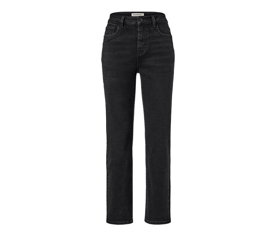 Schwarze Cropped-Denim »Fit Alma« auf weißem Hintergrund.