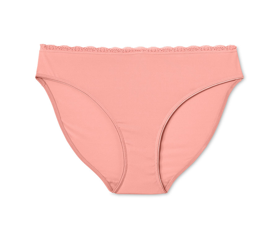 Aprikotfarbene Jazzpants mit Spitze.