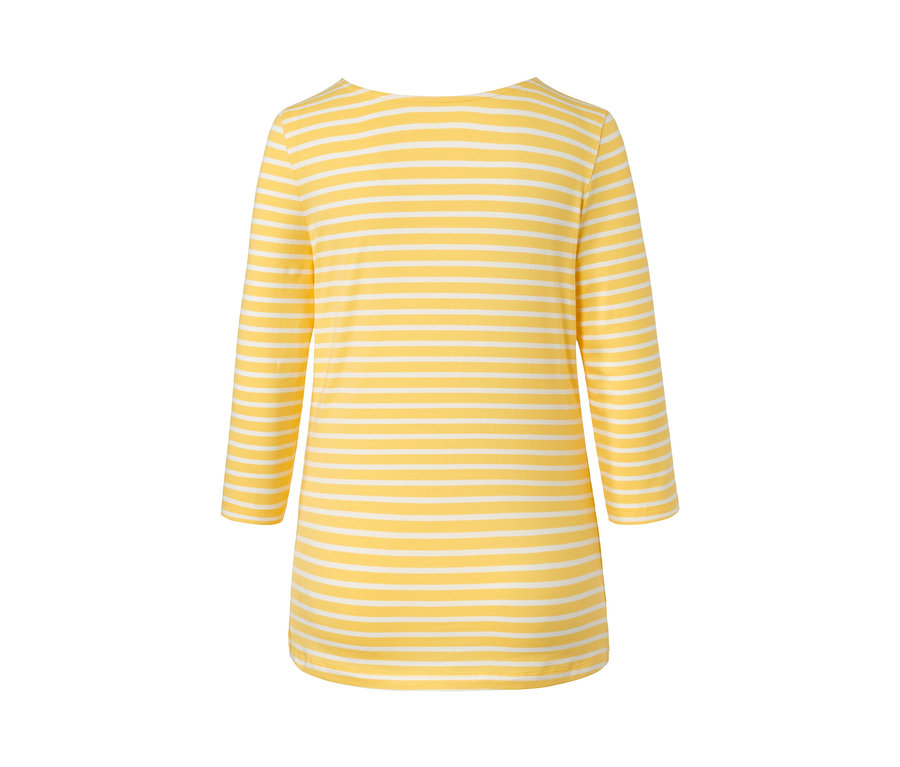 Gelb-weiß gestreiftes Shirt mit 3/4-Arm.