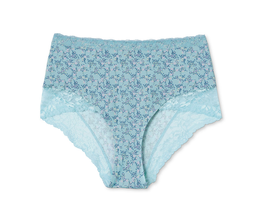 Türkise Highwaist-Panty mit floralem Alloverprint.