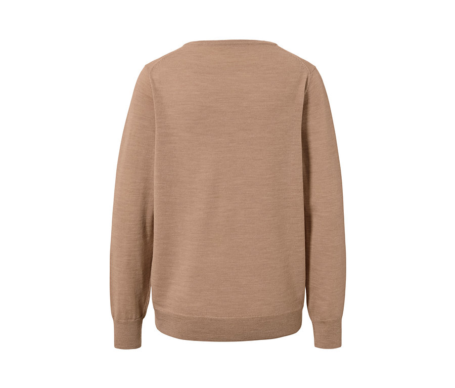 Beige melierter Pullover aus Merinowolle.