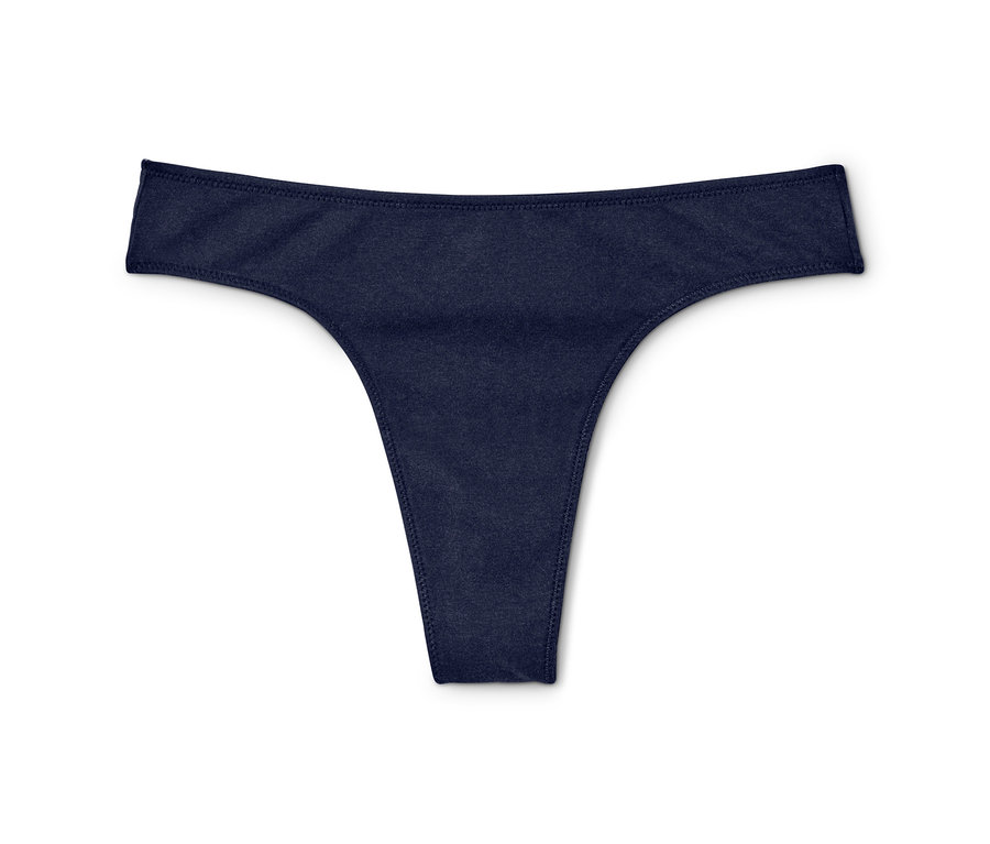 Nahaufnahme eines einzelnen blauen Strings aus einem 5er-Pack.