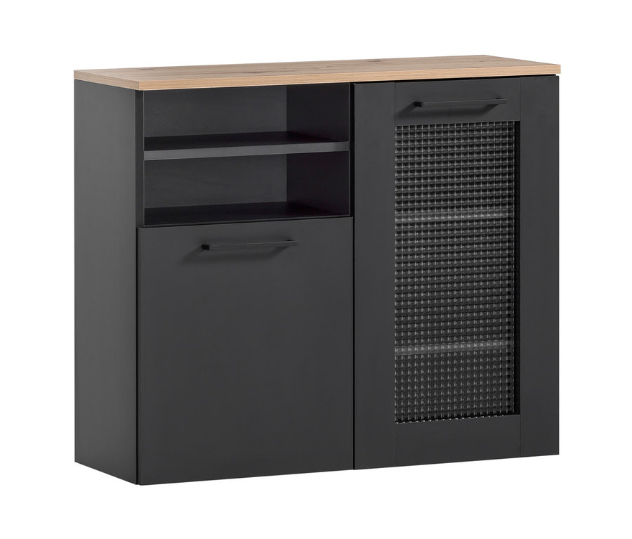 Schwarzes Highboard »Malte« mit Holzplatte.