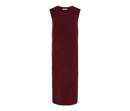 Geripptes Strickkleid, rot.
