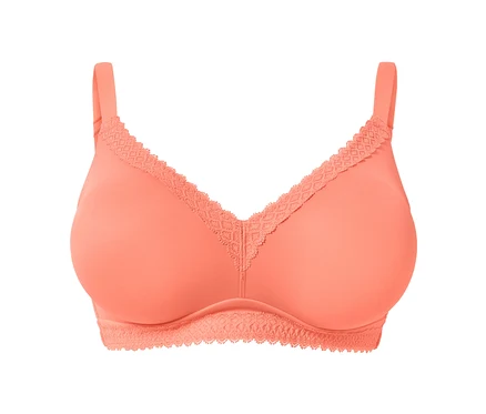 Pfirsichfarbener Soft-BH mit Spitze.