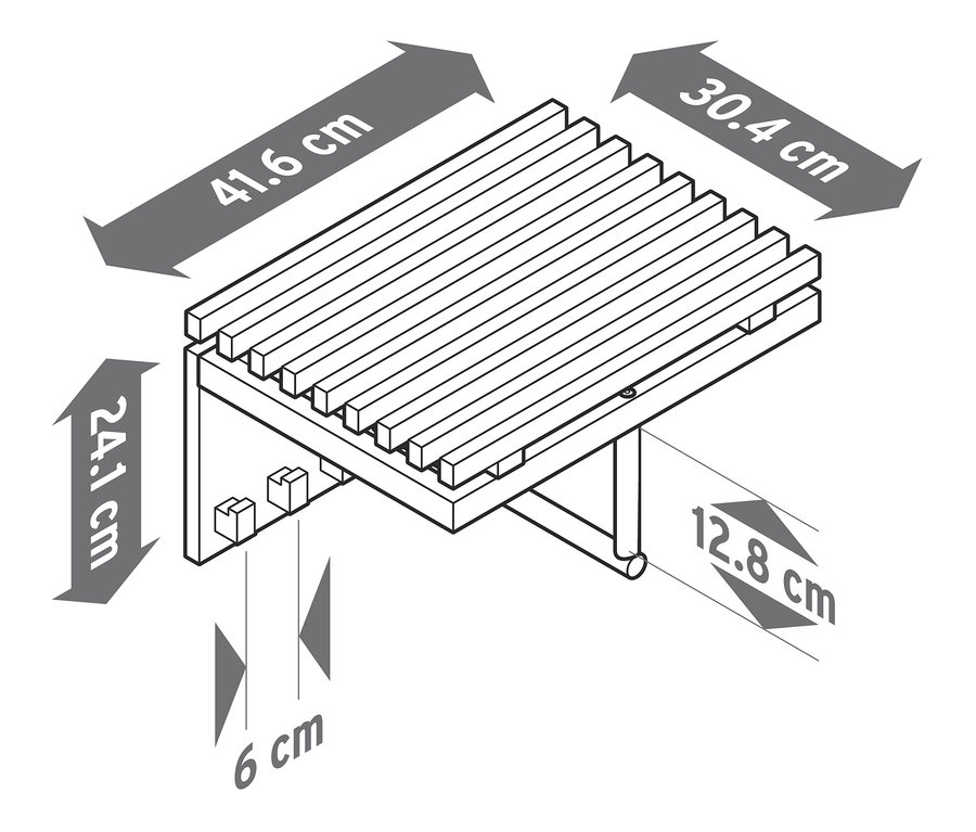 Abmessungen der hängenden Wandgarderobe.