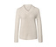 Offwhite Strickpullover mit V-Ausschnitt.
